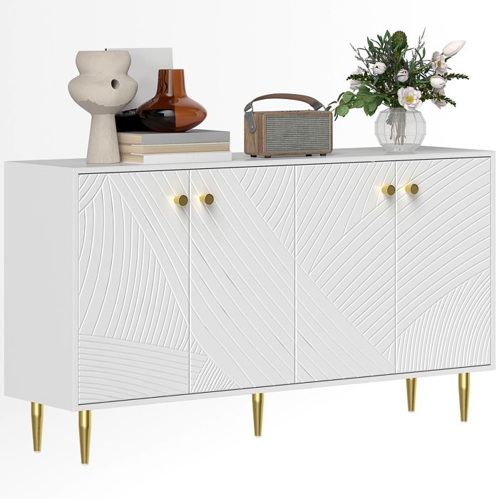 Buffet salon meuble de rangement - HOMCOM - étagères réglables placards à portes - 140 x 35 x 775 cm - blanc