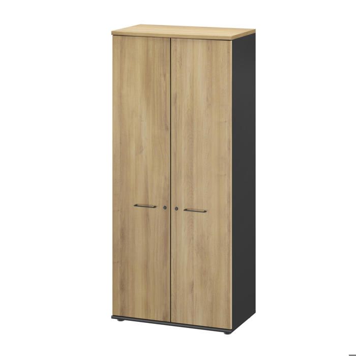 Armoire 2 portes effet bois chêne du bocage avec étagères Armoire 2 portes effet bois chêne du bocage avec étagères