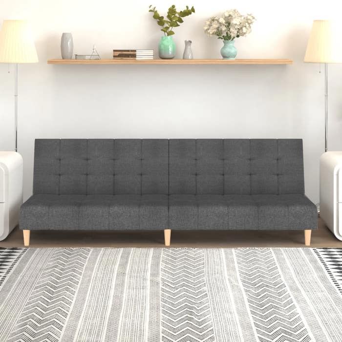 vidaXL Canapé-lit 2 places gris clair tissu convertible confortable teinte douce salon gain place pratique vidaXL Canapé-lit 2 places gris clair tissu convertible confortable teinte douce salon gain place pratique