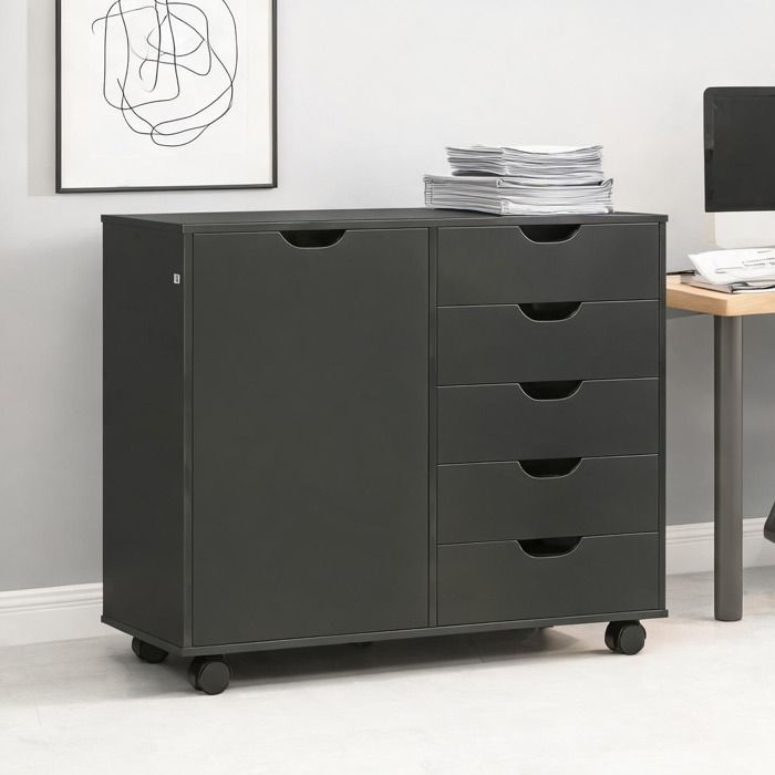 Armoire De Bureau en Panneau de particules Noir 78 x 40 x 66.5 cm
