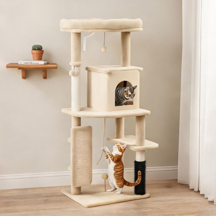Arbre A Chat en Panneau de particules Beige 55 x 44 x 132 cm