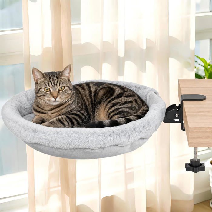 Hamac pour chat sous bureau 40 cm lit suspendu pliable pour bureau et table housse lavable gain de place fixation réglable Hamac pour chat sous bureau 40 cm lit suspendu pliable pour bureau et table housse lavable gain de place fixation réglable