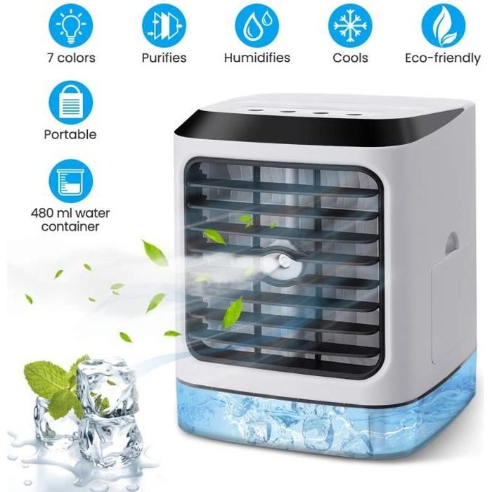 Climatiseur Portable Silencieux Mini Ventilateur 3 Vitesse Ajustable Humidificateur Rrefroidisseur dAir Pour Bureau Salon Chambre - Lemonda