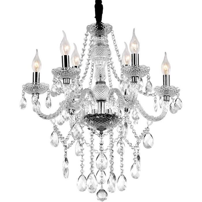 Depuley Lustres Lampe Suspendue 60W, E14*6 Ampoules, Hauteur Réglable Pour Salon, Restaurant, Bar, Café Et Chambre, Noir, Style Rétro