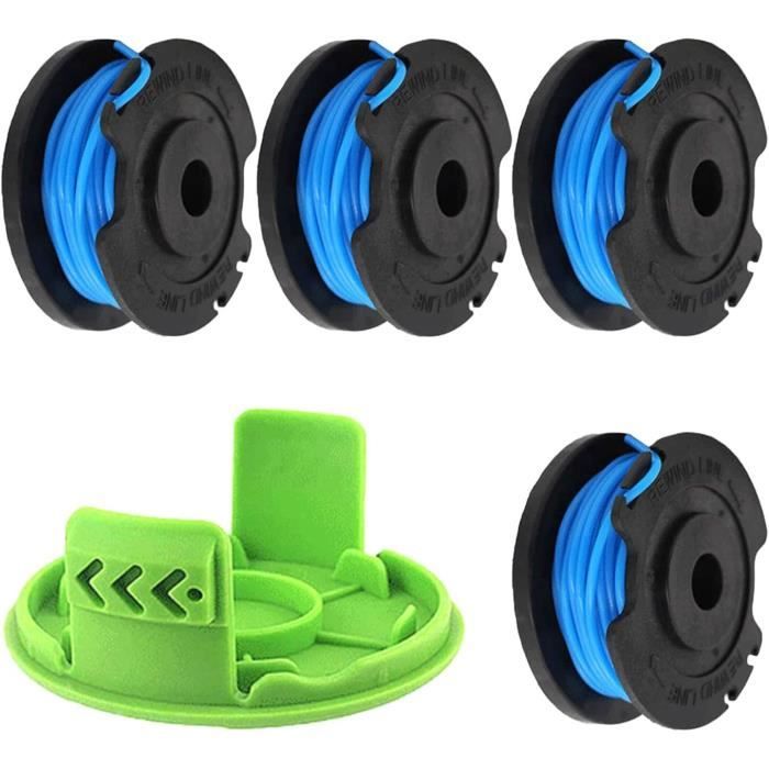 Bobines Fil Nylon Greenworks 24V - 6 Bobines + 2 Capuchons - Pour Débroussailleuse G24LT