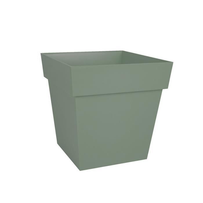 Pot carré Toscane avec réserve d'eau 3,4L - 18x18cm vert laurier - EDA Plastique