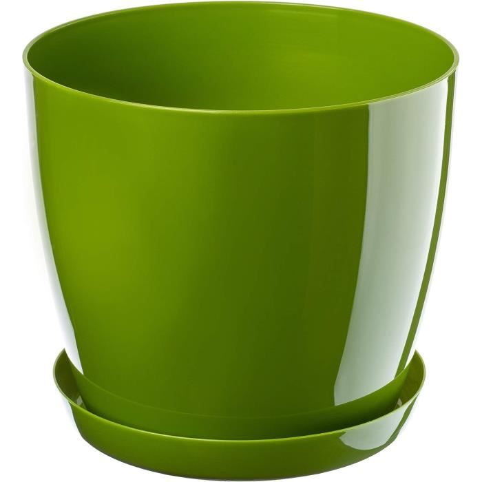 Lot De 2 Pots De Fleurs Ronds En Plastique EDA Toscane Gris Béton