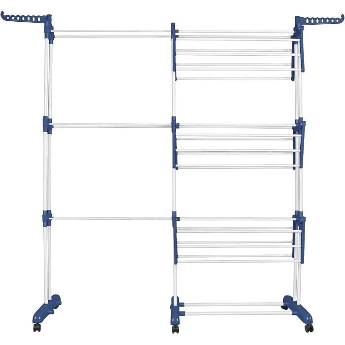Wuciray Séchoir à Linge Pliable Rétractable 110-180cm - Étendoir Intérieur Extérieur Robuste Jusqu'à 70kg - Idéal Appartement Balcon Camping