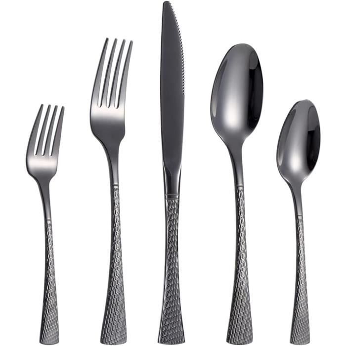 Couverts En Acier Inoxydable Noir - Ensemble 30 Pièces Pour 6 Personnes, Design Moderne Et épuré, Lavable Au Lave-vaisselle