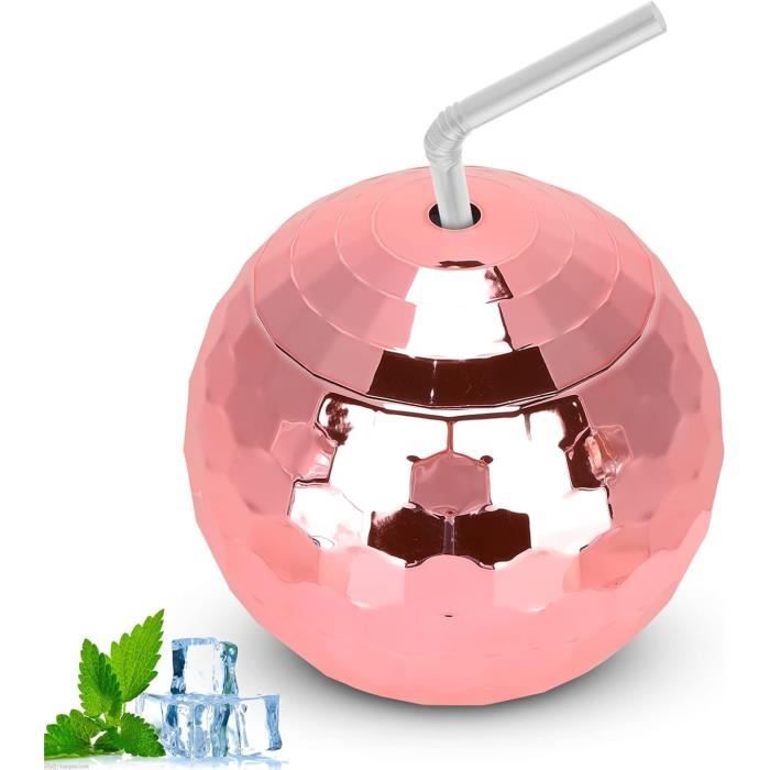 Gobelet Boule Disco Avec Paille Argent 650ml - Vegaooparty