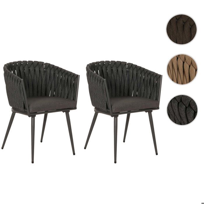 Lot de 2 chaises de jardin en aluminium HWC-N38 anthracite Coussin gris foncé Lot de 2 chaises de jardin en aluminium HWC-N38 anthracite Coussin gris foncé