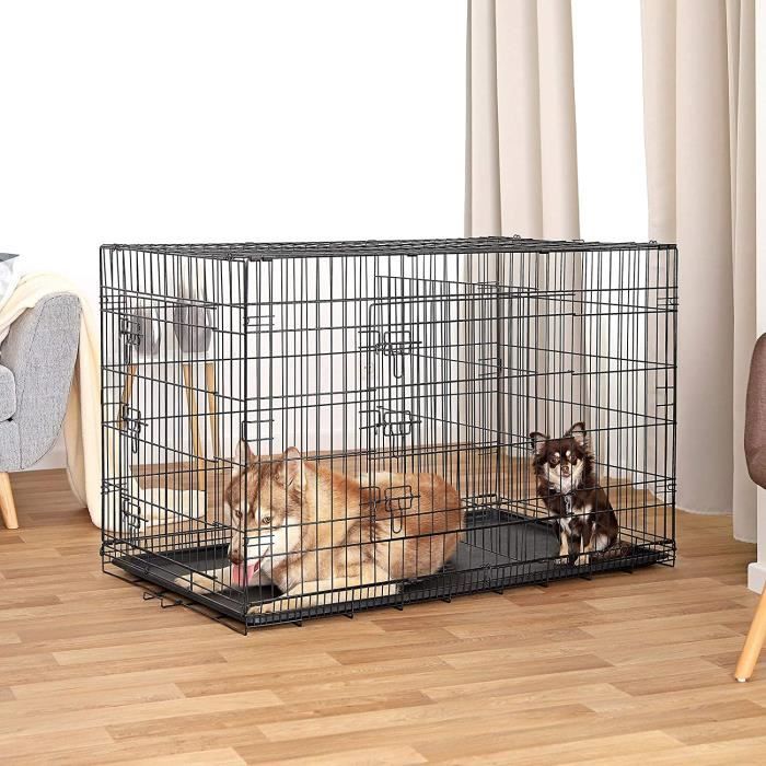 Meilleurs prix pour 2 Portes Cage pour Chien Pliable et transportable avec Poignées et Plateau 91 x 57 x 62.5 cm