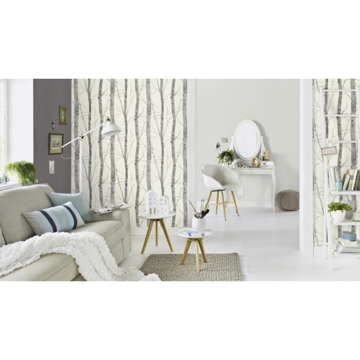Gratuit Images Papier Peint Motif Bouleau Effet Brillant Non Tisse Blanc Gris le plus cool salutations