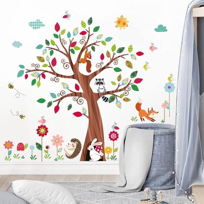 Stickers Muraux Forêt Animaux - Autocollants Enfant Chambre - Décoration Jungle, Cerf, Renard - 11