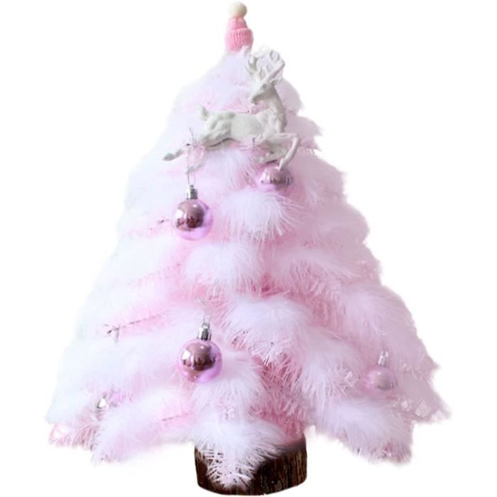 Mini sapin de Noël artificiel rose de 45 cm avec lumières LED[O40
