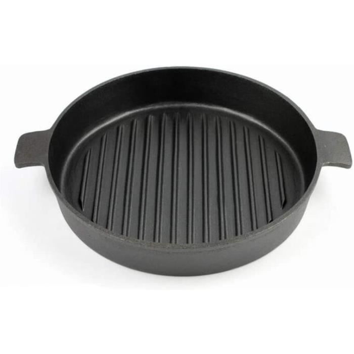 ToCis Big BBQ Poêle à Frire Carrée Fonte 22,5 Cm Rainurée Pré-culottée - Idéale Barbecue Et Cuisinière