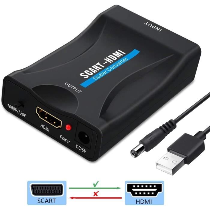 Scart to HDMI Converter Adapter, Scaler Video Audio Cable Support HDMI  720P-1080P Cable for DVD Player to TV[1243] - Cdiscount TV Son Photo