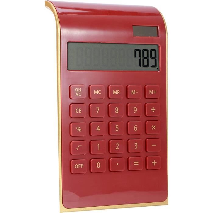 Calculatrice Solaire 10 Chiffres - Ultra Mince, Portable - Pour Bureau Et Maison - Affichage LCD - Blanc