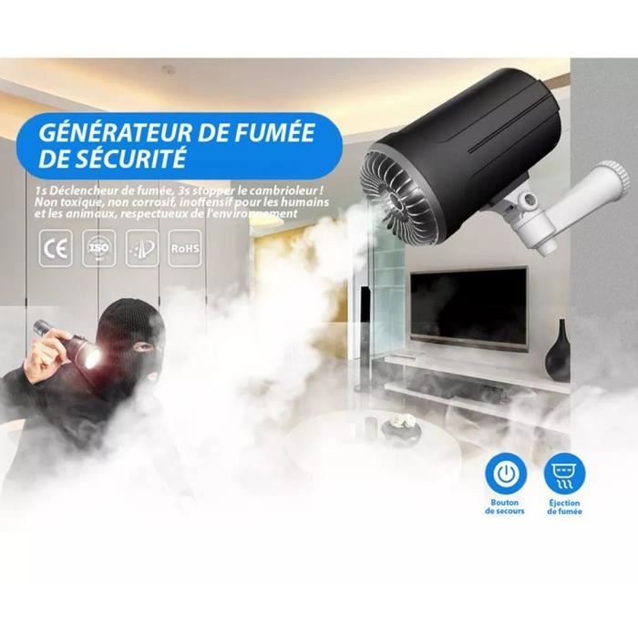 Générateur de fumée Machine à brouillard de sécurité Fumigène Noir - 150 m3, Sécurité avec réseau CCTV, Système d'alarme Antivol