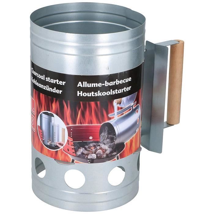 BBQ Allume-Charbon pour BBQ Allume-Cigare cheminée Cheminée en Barbecues 28  x 18 cm Argent