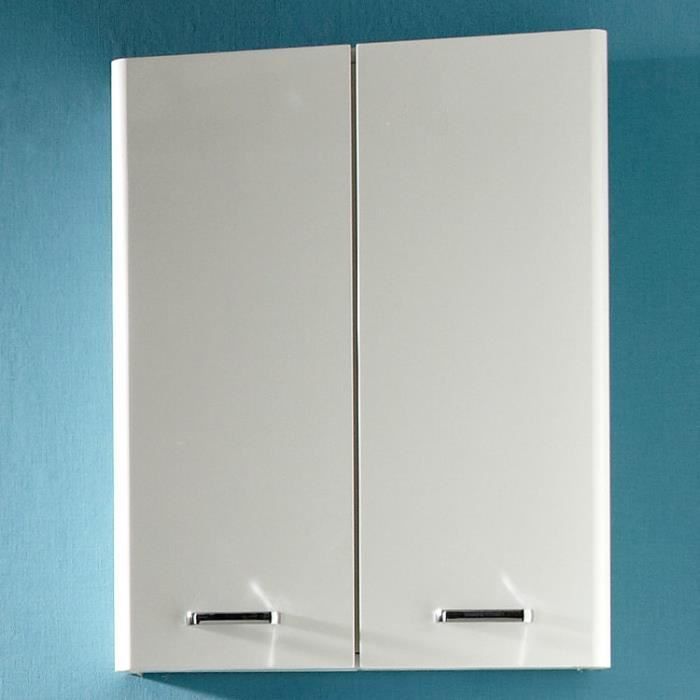 Meuble haut de salle de bain - NEVILLE - 2 portes - Blanc brillant - L53xP20xH70 cm