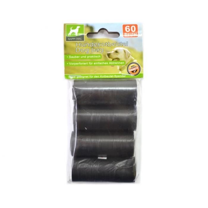 Recharge Sac à Crottes - 4 Rouleaux - 60 Sacs - Polyéthylène
