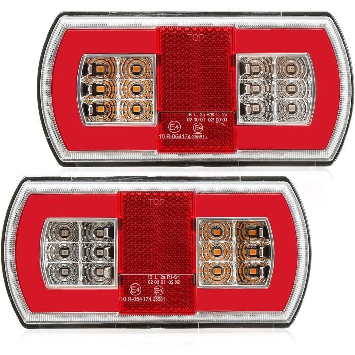 NEUFU 2Pcs 12V 72LED Feux Arrière De Remorque + Éclairage De Plaque D'immatriculation Kit