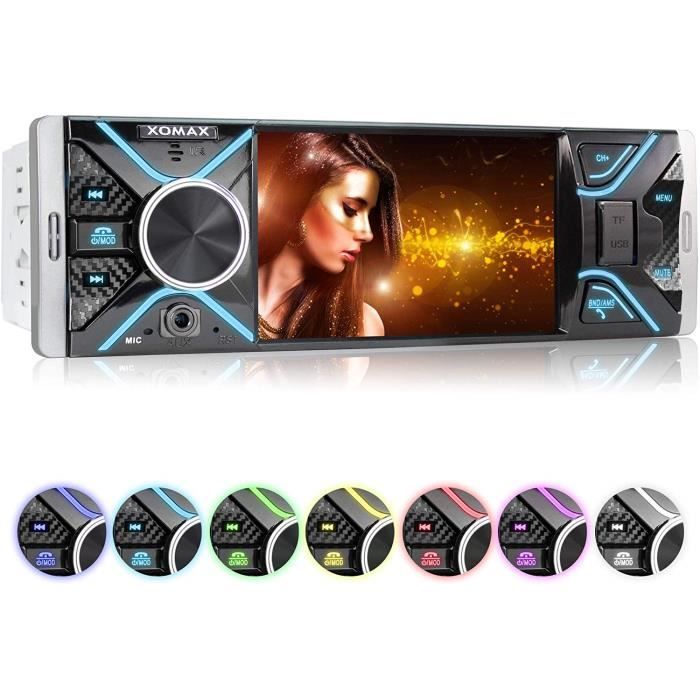 RDS Connexions pour cam/éra de recul et t/él/écommande au Volant I 7 Couleurs d/éclairage XOMAX XM-V417 Autoradio avec /écran 4.1 // 10 cm I Bluetooth SD 1 DIN AUX USB