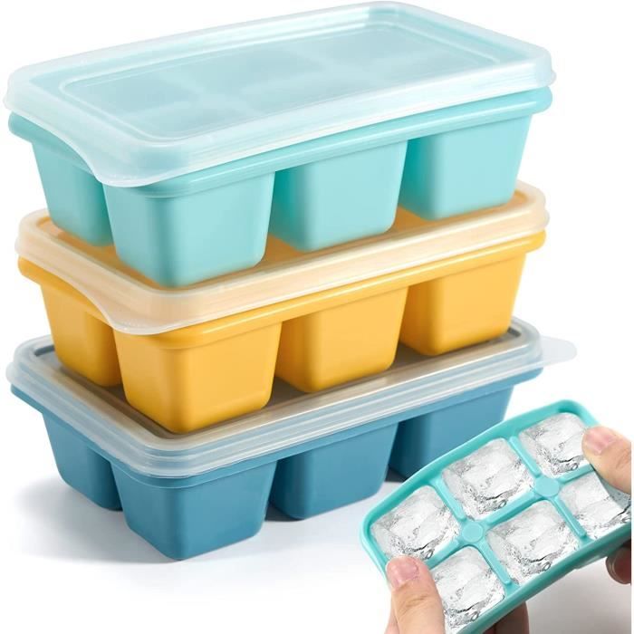 Lot De 3 Bacs à Glaçons En Silicone Avec Couvercle - 37 Compartiments Petits Cubes, Démoulage Facile