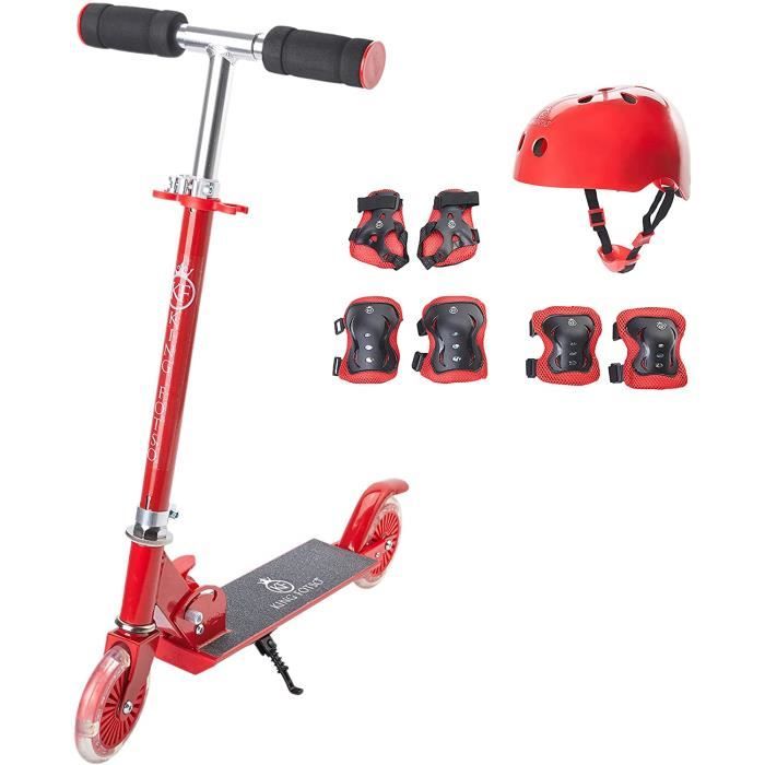 King Fotso Trottinette Enfant 2 Roues Casque Genouilleres 3 13 Ans Scooter Patinette Pliable Ajustable Cdiscount Jeux Jouets