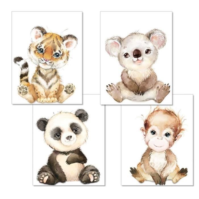 4 posters décoratifs pour chambre de garçon fille Images murales pour