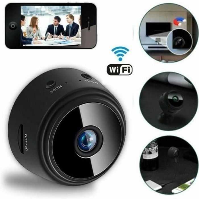 LXMIMI Caméra espion espion Wi-Fi grand angle 140° caméra espion HD 1080p pour vision nocturne automatique caméra espion avec détection de mouvement et batterie rechargeable