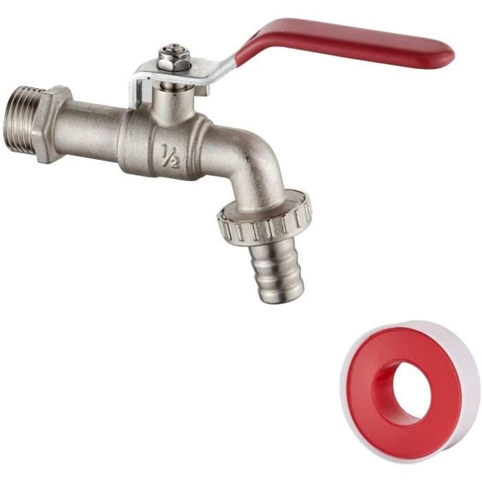 Robinet Extérieur Jardin 1/2" En Laiton - Double Sortie Antirouille Et Antigel - Avec Adaptateurs Inclus