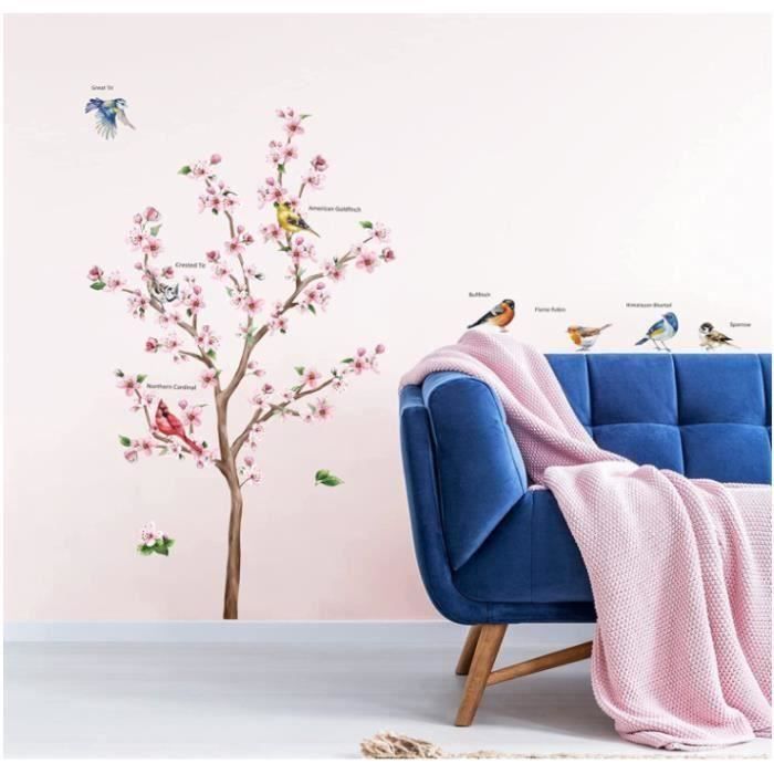 Stickers Muraux Vinyle Enfants Branche De Cerisier Fleuri - Déco Chambre, Neuf, Marque Oracal