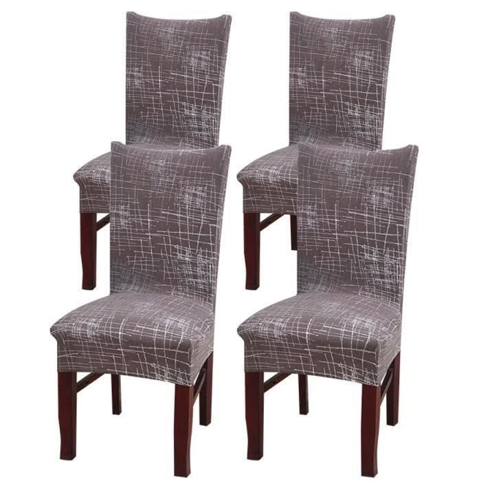 Lot de 4 Housses de Chaise Salle à Manger Couverture Extensible Amovible Lavable élastique Universel Marron