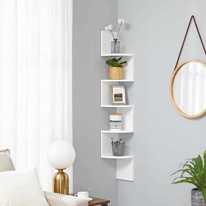 Etagère dangle murale blanche - B.LIVEM - Zigzag 5 niveaux - 20x20x123cm