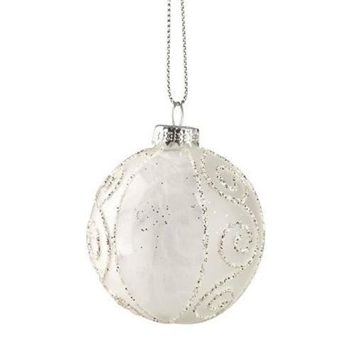 Lot De 2 Boules Verre Décorées Avec Plume Blanche Achat