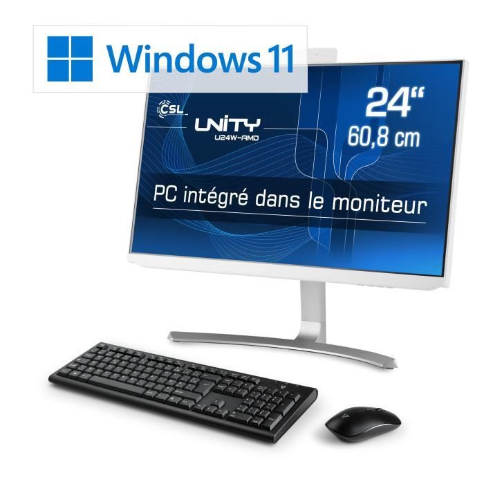 PC tout-en-un CSL Unity U24W-AMD -5650GE- 1000 Go – 16 Go RAM – Win 11 Famille (FR)