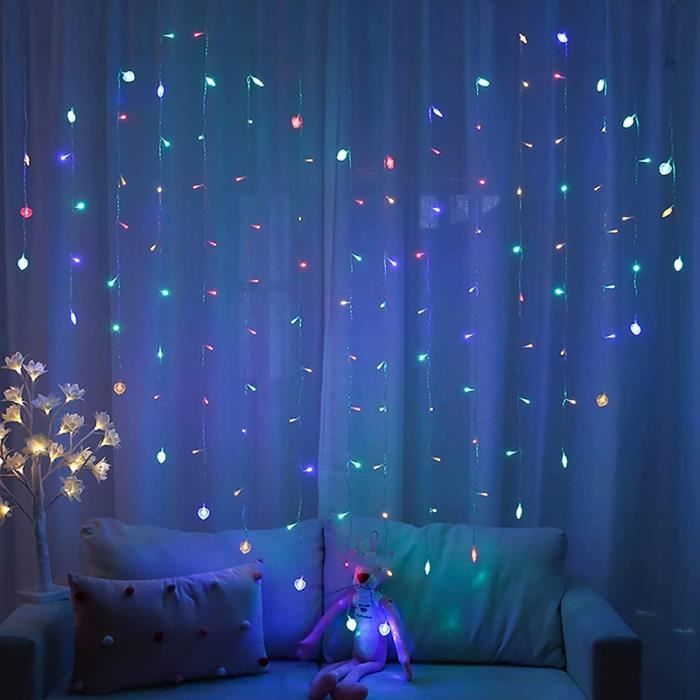 Rideau Lumineux USB MUSUNIA - 100 LED Blanc Chaud | 1x1m | 10 Crochets | Pour Chambre, Fête, Noël