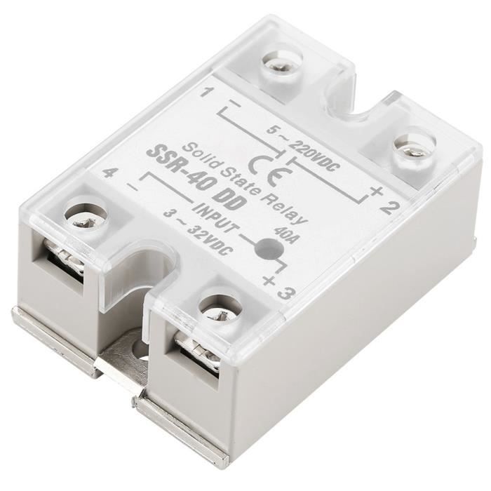 Relais Statique SSR-80DD 80A - 3-32V DC à 5-60V DC - Pour Automatisation Industrielle, Contrôle Moteur, éclairage