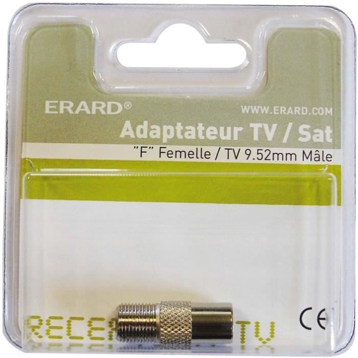 ERARD CONNECT - Adaptateur fiche satellite femelle/ TV mâle 9.52mm sur carte