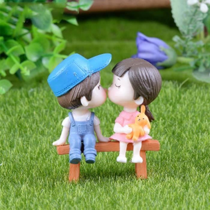 1 paire miniature Couple amoureux Figurines chaise garçon et fille