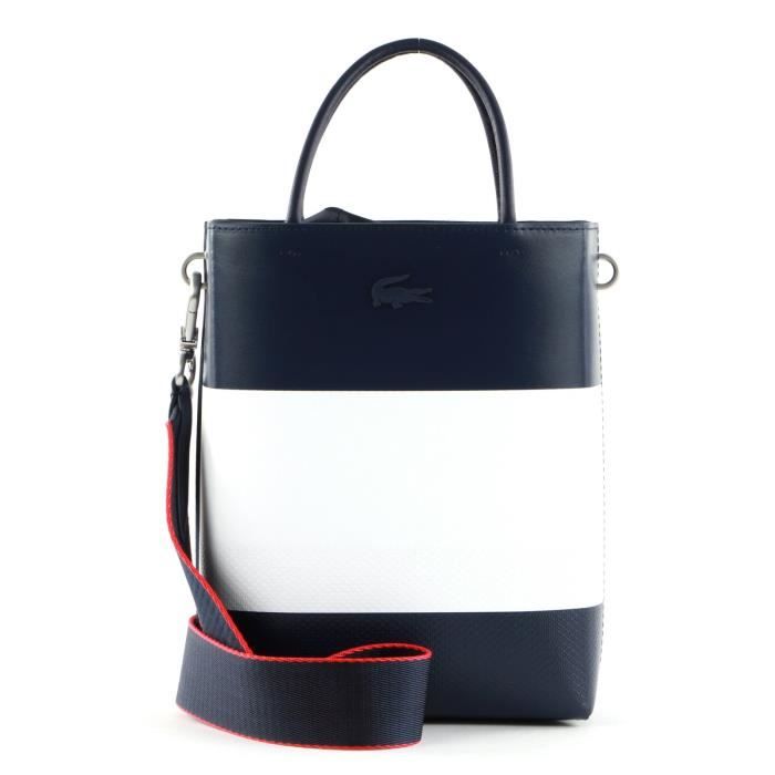 LACOSTE Chantaco Seasonal Drawstring Crossover Bag Marine 166 Blanc Rouge [122065] sac à