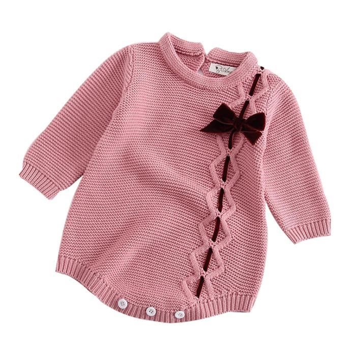 Garcon Fille Bow Tricot Crochet Romper Bodysuit Vetements Tenues Bebe Enfant Nouveau Ne Rose Rose Cdiscount Pret A Porter