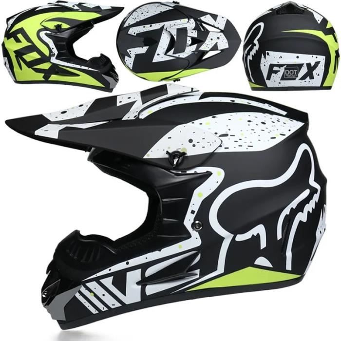 Casque Motocross Intégral Complet - Avec Lunettes, Gants, Couvre-visage - Taille S à XL - Coque ABS/EPS - Pour Adulte Et Enfant
