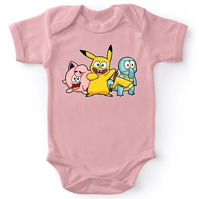 Body Bebe Filles Rose Pokemon Bob L Eponge Parodique Bob Carlo Et Patrick Cosplayes En Pikachu Carapuce Et Rondoudou Une Tro Noir Cdiscount Pret A Porter