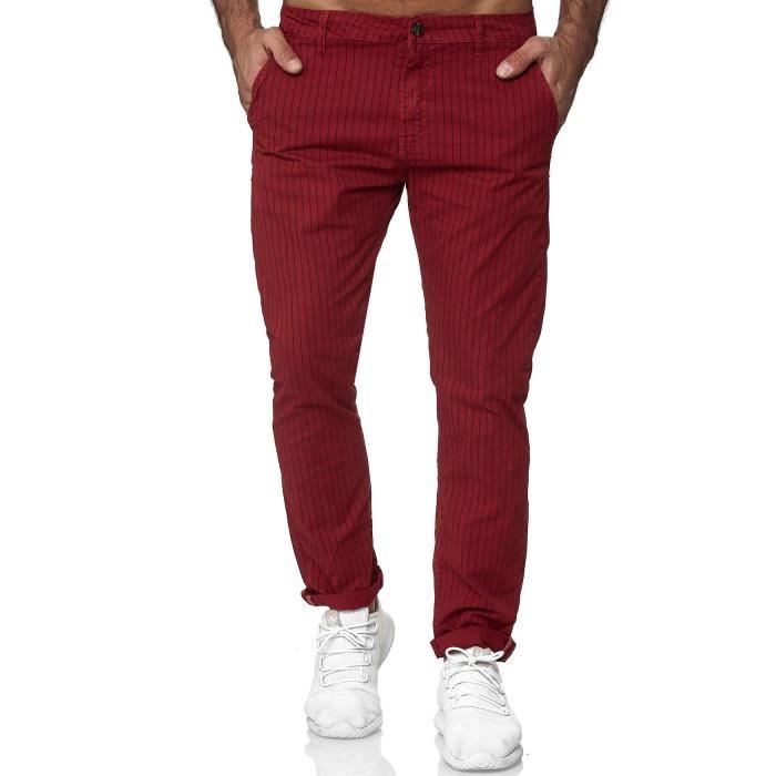 Homme pantalon Chino raye Ajustement regulier Jeans Stretch Casual Slim Classic Rouge US 38 Rouge Cdiscount Pret a Porter