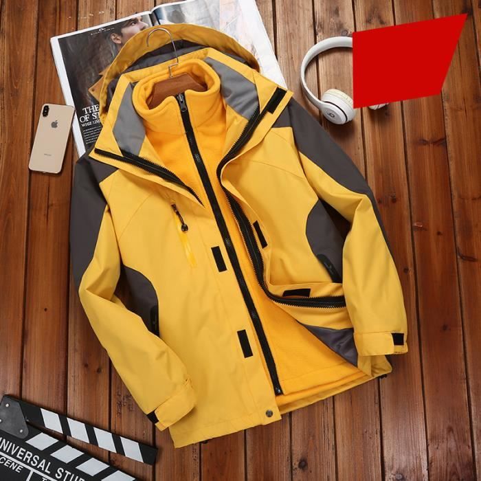Parka Impermeable Femme 3 En 1 De Marque A Capuche Reglable Polaire Interieure Coupe Vent Exterieur Jaune Cdiscount Pret A Porter