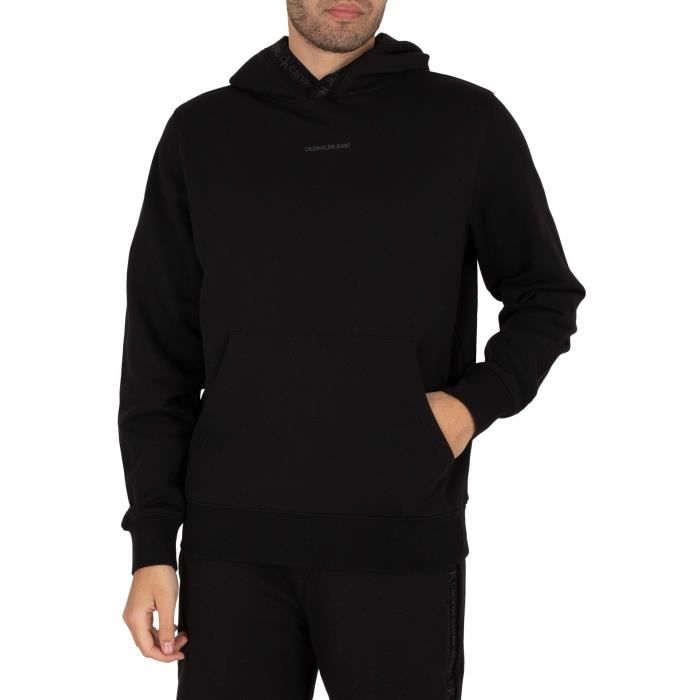 Calvin Klein Jeans Pour des hommes Sweat à capuche en jacquard à logo, Noir