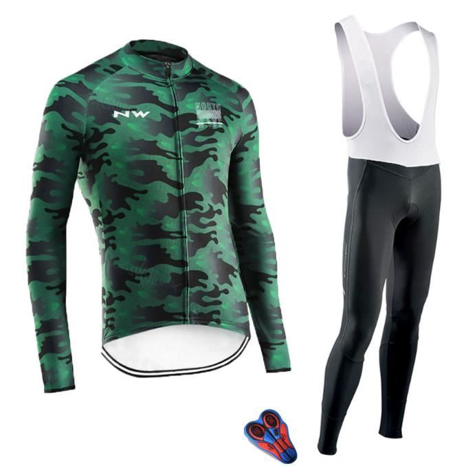 Maillot Cyclisme Homme Manches Longues - Respirant, Poches Arrière, Idéal VTT Route Et Sports Outdoor